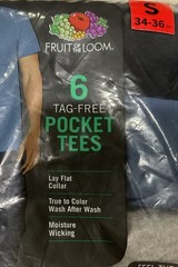 Fruit Of The Loom 6-Tag Free Pocket Tees T-shirts Assorted Colors Small NEW￼￼