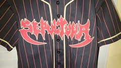 SEPULTURA TERRITORY Baseball Jersey Adult Small Black Red Pinstripe Stitched