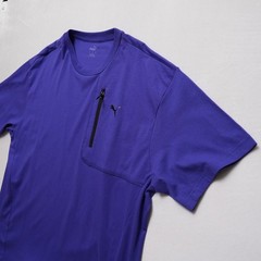 Puma T Shirt Mens XL Open Road Purple Zipper Pocket Athletic Short Sleeve