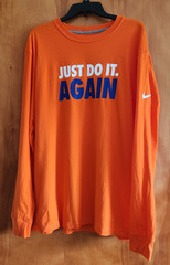 Nike Just Do It Again Men’s XL Orange Long Sleeve Cotton T-Shirt Ribbed Cuffs