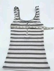 Aeropostale X-Small Black & White Striped Sexy Zip-Front Rib Bodycon Tank Top