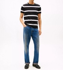 Tommy Hilfiger Men’s Regular Fit Rugby Stripe Cotton Jersey Crewneck T-Shirt Tee