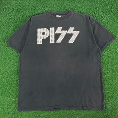Rare Vintage 90s PISS Band Tee KISS Parody Graphic Tshirt