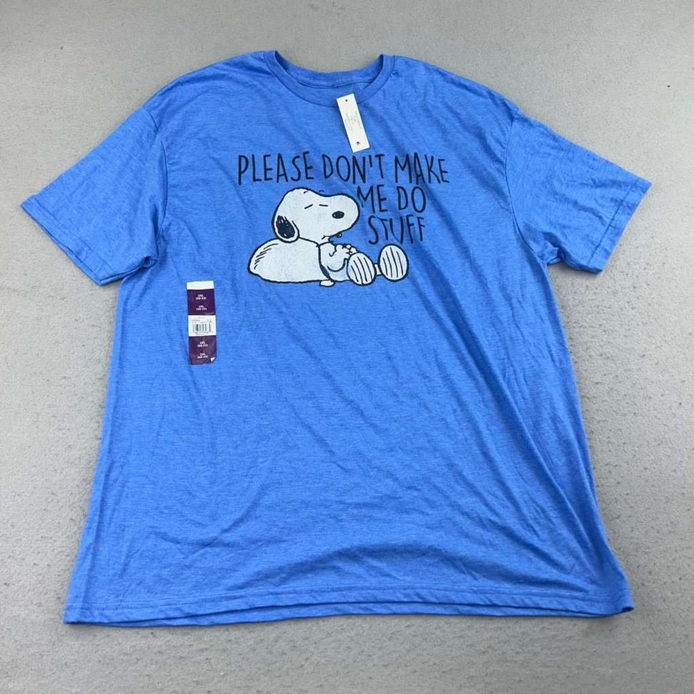 Peanuts Shirt Adult 2XL (50/52) Blue Cotton Crew Neck Short Sleeves Tee NWT