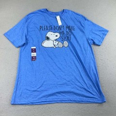 Peanuts Shirt Adult 2XL (50/52) Blue Cotton Crew Neck Short Sleeves Tee NWT