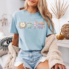 Books And Coffee Lover Comfort Tee Gift For Bookworm Reader