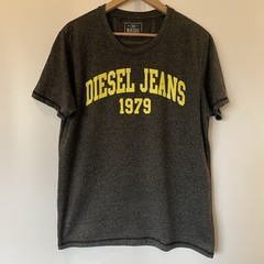 Diesel Jeans T-Shirt Mens Size XL Grey Logo Short Sleeve Top Casual