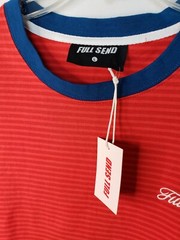 Full Send Mens Large Red Striped T Shirt Nelk Boys Streetwear NWT