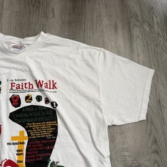 Vintage 2001 Footprints Faith Walk Shirt Mens XL White HIV AIDS Hanes Tee
