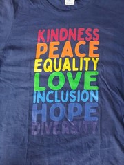 Kindness Peace Equality Rainbow Flag Unisex Pride Top T Shirt XLarge XL XLg VGC