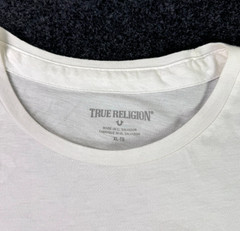 NEW True Religion Mens XL Graphic T-Shirt White Metallic Drippy Horseshoe NWT