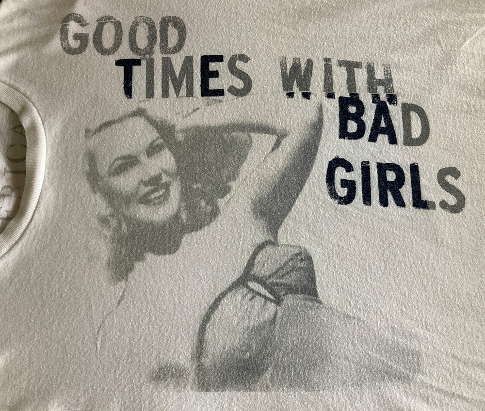 Good Times With Bad Girls American Eagle Mens Graphic Tshirt Medium White