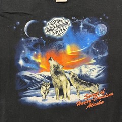 Harley Davidson Shirt Mens 2XL Black Fairbanks Alaska Wolves Screaming Eagle