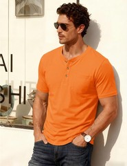 MAGCOMSEN Mens HenleyShirt ShortSleeve CottonLightweightCasual Summer Pocket Tee