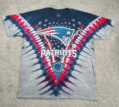 New England Patriots Tie-Dye T-Shirt Men’s Size XL Blue Gray Red All-Over-Print