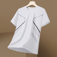 Short Sleeve O Neck T Shirt for Men Ice Silk Fabric Quick Dry and Breathable