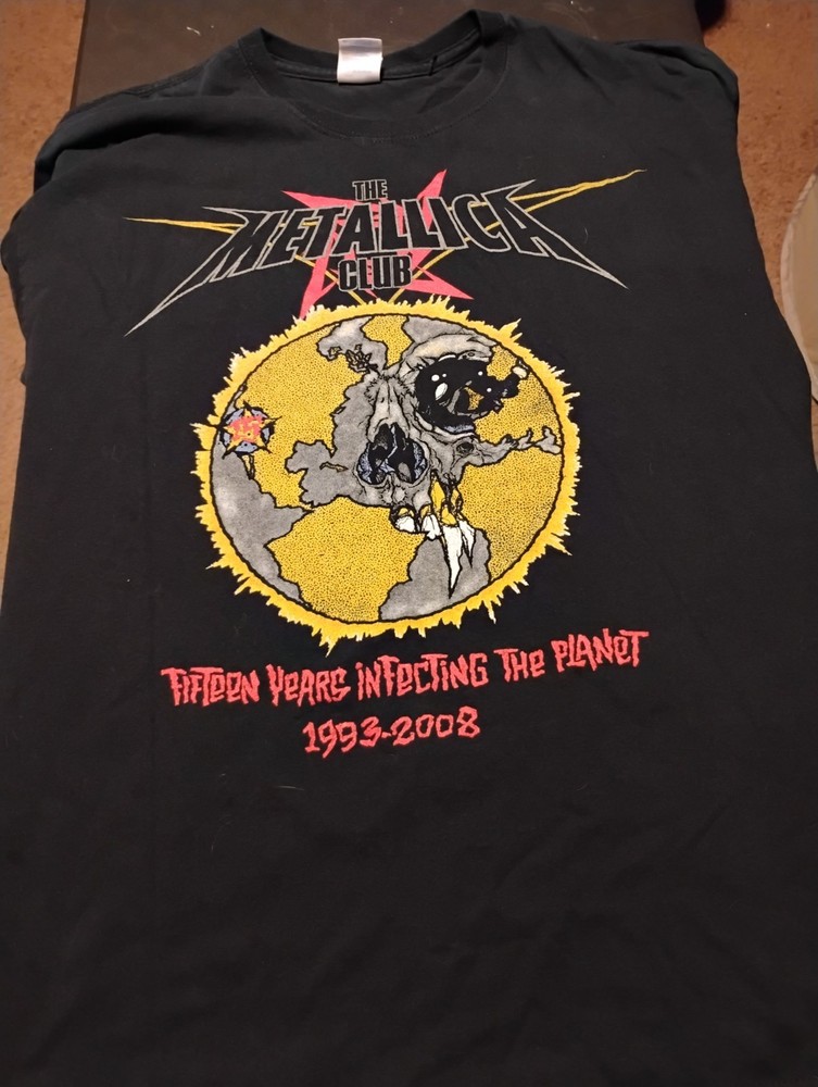 Metallica Club 2008 T Shirt Men’s XL Black Pushead Fifteen Year Anniversary Y2K