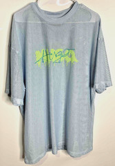 Hugo Boss Mesh Jersey Shirt Mens Size XXL Blue Neon Green Graphic Festival Beach