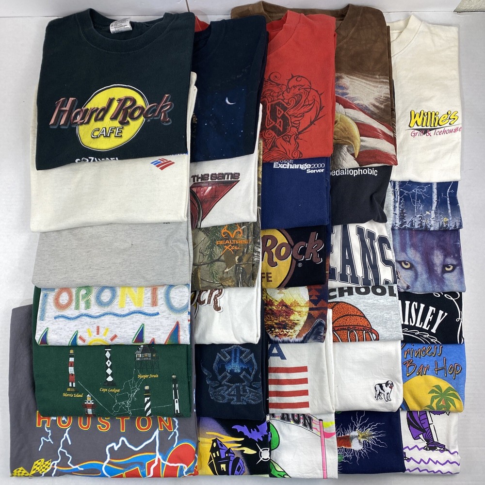 Wholesale Lot of 30 Modern/Vintage Mix Short Sleeve Tee Shirts (Sizes In Desc)
