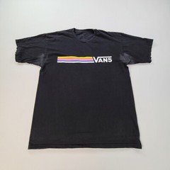 VANS Shirt Adult Large Black Lightweight Casual Outdoors Rainbow Logo Mens
