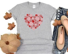 Paw Heart T-Shirt Dog Lover Tee Gift Animal Lover Shirt Fur Mama T-Shirt