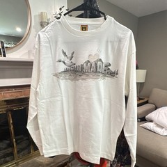 HUMAN MADE White Long Sleeve Graphic Logo Tee Duck Crew Neck Size S HM28CS010
