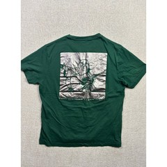 True Religion Mens XL Green Silver Metallic Buddha Guitar Logo T-Shirt