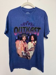OutKast Medium Andre 3000 Big Boi T-Shirt Blue Mineral Wash Crewneck Cotton NWOT