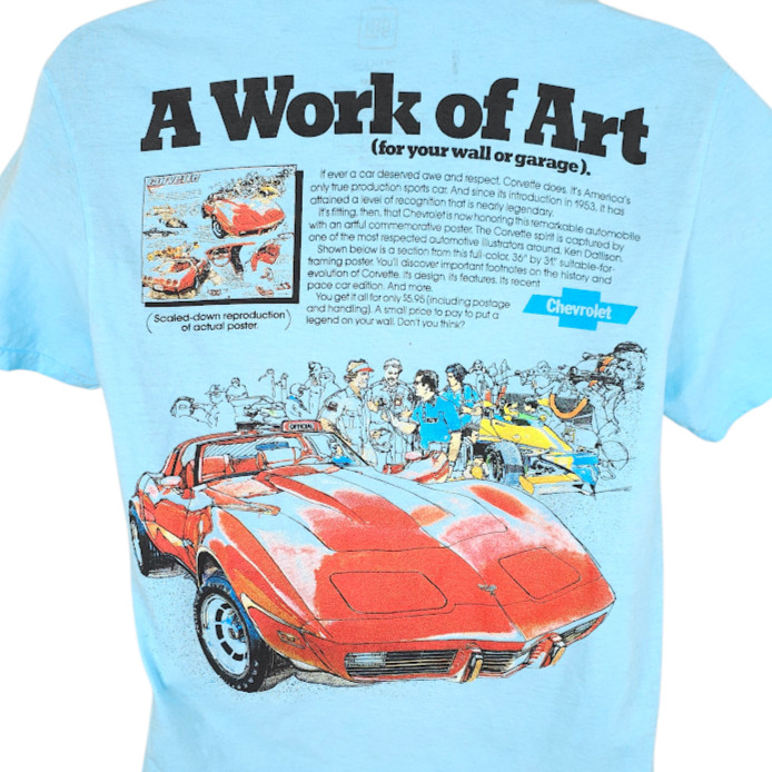 Corvette T Shirt Mens Size Medium Blue A Work Of Art Sports Car General Motors