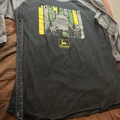 John Deere T Shirt Mens XL Tractor Farm Graphic 3/4 Sleeves Retro Tee T6