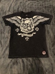 Affliction Black Skulls T-Shirt 2000s Vintage Size XL