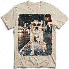 Golden Retriever Shades Cold Brew Neon Street Unisex T-Shirt Funny Dog Lover Tee