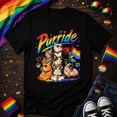 Purride Rainbow Cats Shirt, LGBTQ Pride Cat Lover Tee, Gay Pride Rainbow Flag