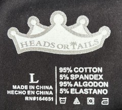 Men’s Heads or Tails Long Sleeve Rhinestone Teddy Bear Tee Shirt – NWOT – Black