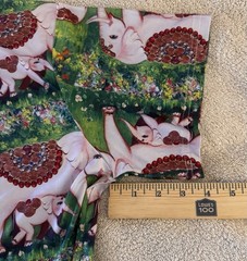 Tommy Vann Short Sleeve T-Shirt Pink Elephants/Green Floral Indian Art To Wear L