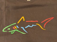 Greg Norman Men’s Black Graphic T-Shirt Multicolor Shark Logo XL