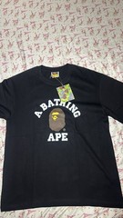 A Bathing Ape BAPE College Tee Black Ape Head Logo Cotton Crew Neck Size M