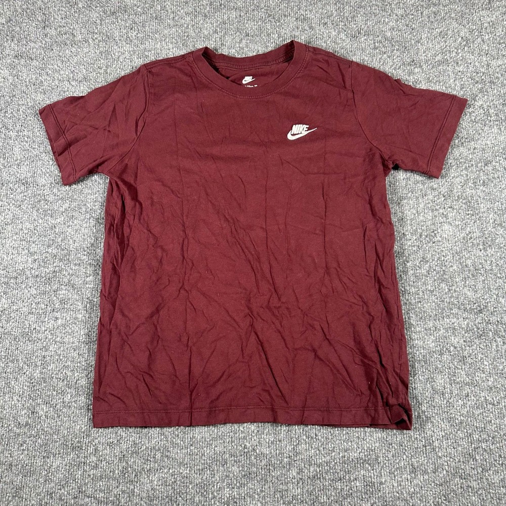 Nike T-Shirt Mens XL Maroon Cotton Short Sleeve Embroidered Swoosh Logo Athletic