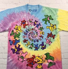 Grateful Dead Men’s Spiral Bears Tie Dye T-shirt Size Medium Liquid Blue