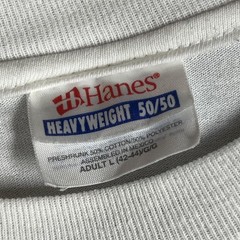 Hanes Shirt Mens L White Smiley Back Graphic Heavyweight 50/50 Cotton Polyester