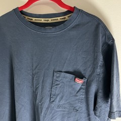 Men’s Wrangler Workwear Blue Pocket T-Shirt Heavyweight 100% Cotton 2XL