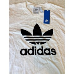 Adidas Originals Mens Trefoil Logo Graphic T-Shirt White Black Size Medium