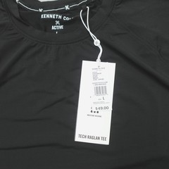 Kenneth Cole Men’s Tech SS Shirt Cool Mesh Curved Hem Stretch Wicking Soft Black