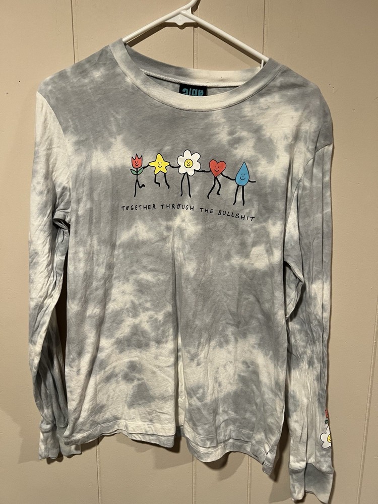 ALAB Aby Grey Tie Dye LS Shirt Size Medium Together Through The BS Zumiez