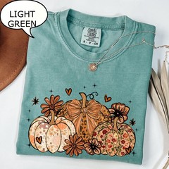 Floral Pumpkin Shirt Coquette Bow Autumn Fall Harvest Pumpkin Lover Gift Tee