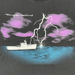 Vtg Gildan Black XL Tangier Island Virginia Lightning Boat Graphic East Coast