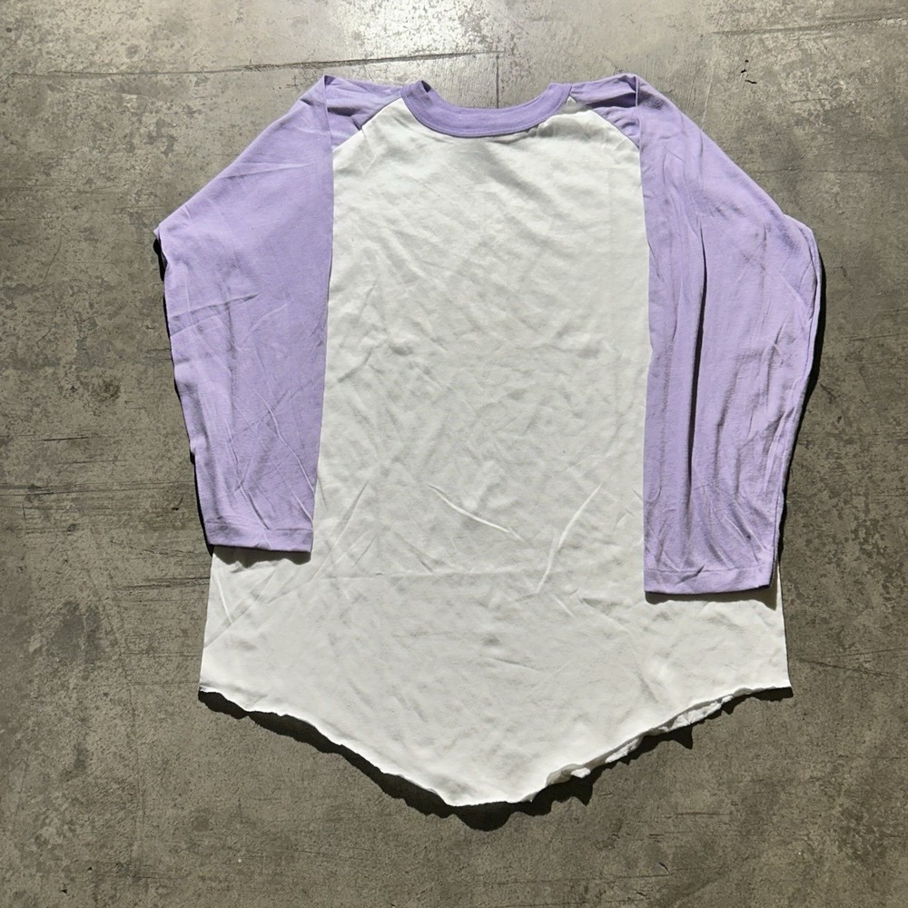 Vintage 70s Thin Cal Cru White And Lilac Blank Raglan Men’s Size XL Thin