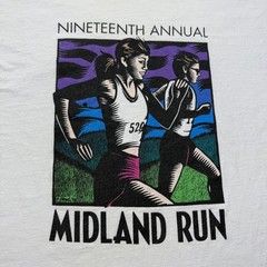 Vintage 90s Midland Run 19th Annual Race Running Marathon Souvenir Shirt USA XL