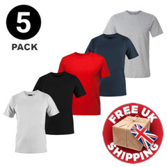 Mens Plain T-Shirt 5 Pack 100% Cotton Heavy Blend High Quality Short Sleeve Tee