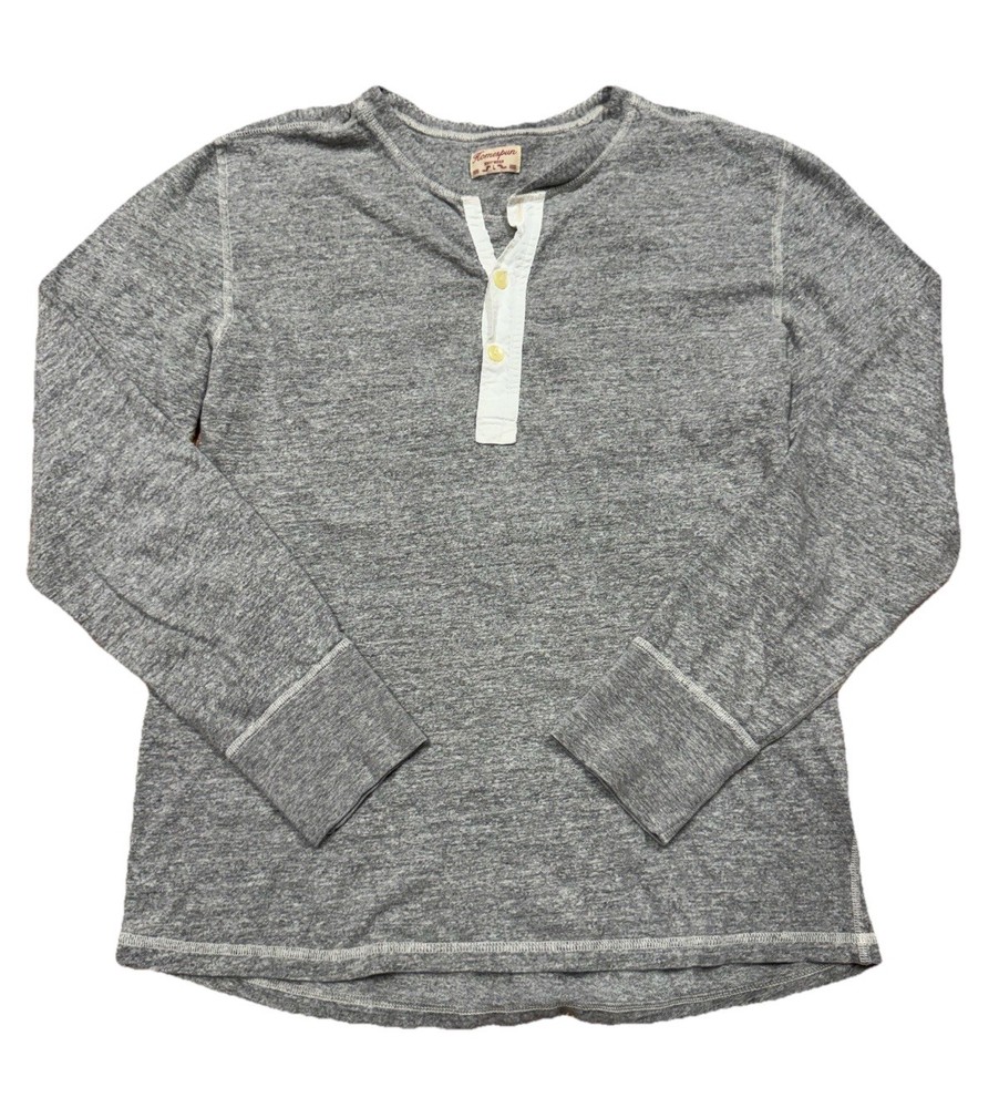 Homespun Knitwear Henley Long Sleeve Men’s Sweatshirt Size L Retro Style Grey